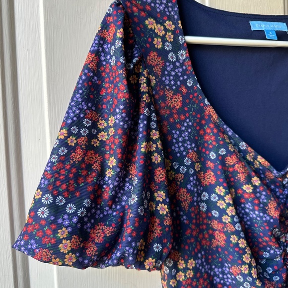 Draper James Dress Women’s Small Multicolor Floral Print V-Neck - Picture 5 of 14